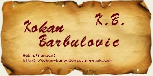 Kokan Barbulović vizit kartica